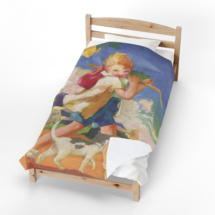 Dick Whittington by Albert Hencke | Vintage Nursery Rhyme Illustration | Velveteen Plush Blanket