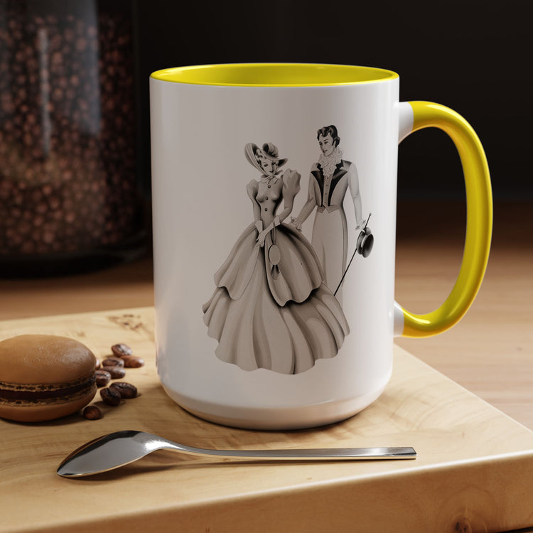 Vintage Romantic Portrait Mug - Couple Walking B&W | 1940s Turner Art
