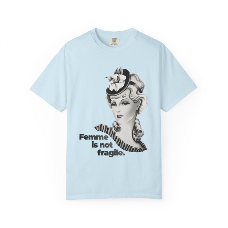 "Femme is Not Fragile" Vintage Portrait Tee | Queer Femme Pride | Garment-Dyed Heavyweight Crewneck