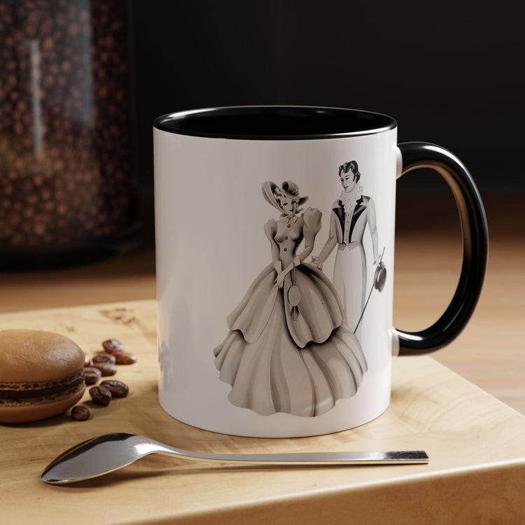Vintage Romantic Portrait Mug - Couple Walking B&W | 1940s Turner Art