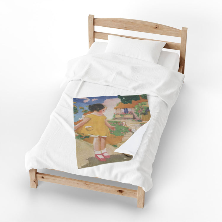 Goosy Goosy Gander by Albert Hencke | Vintage Nursery Rhyme Illustration | Velveteen Plush Blanket