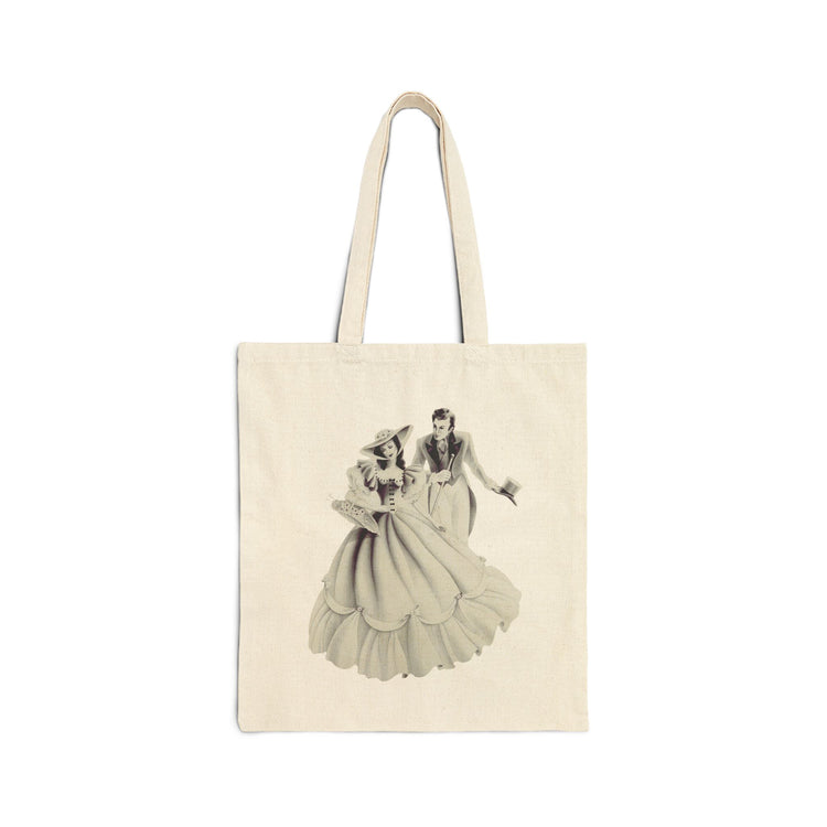 Vintage Romantic Portrait Tote Bag - Couple with Basket of Flowers | 1940s Turner Art