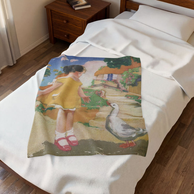 Goosy Goosy Gander by Albert Hencke | Vintage Nursery Rhyme Illustration | Velveteen Plush Blanket
