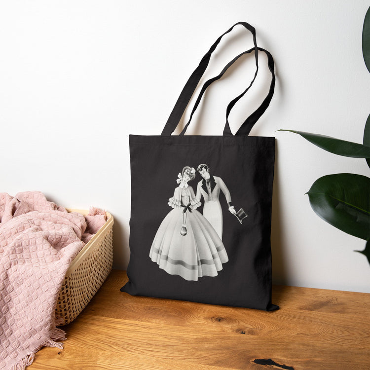 Vintage Romantic Portrait Tote Bag - Couple with Top Hat | 1940s Turner Art