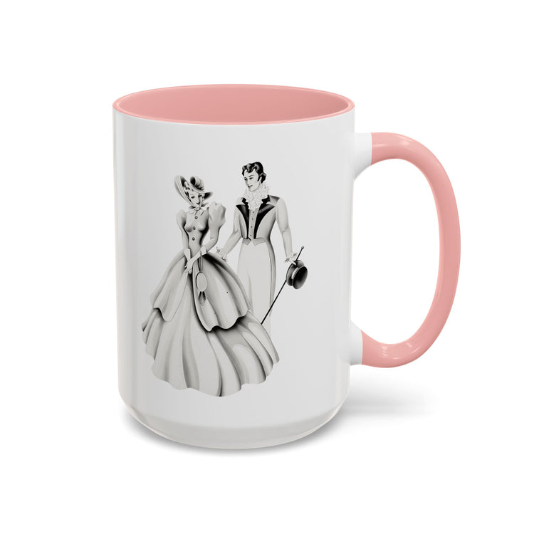Vintage Romantic Portrait Mug - Couple Walking B&W | 1940s Turner Art