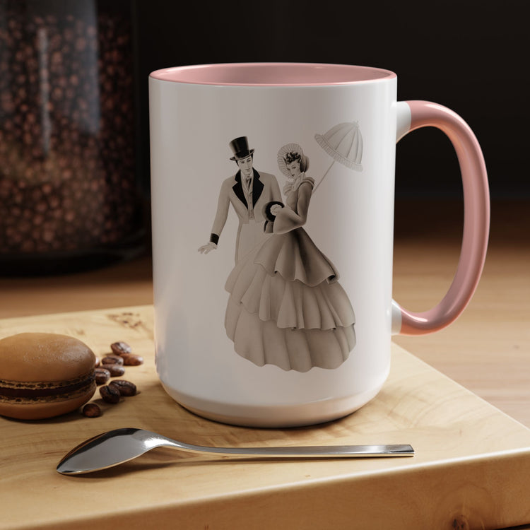 Vintage Romantic Portrait Mug - Couple with Parasol| 1940s Turner Art