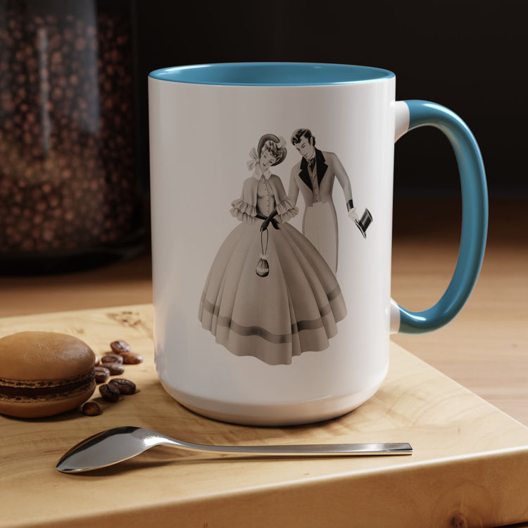 Vintage Romantic Portrait Mug - Couple with Top Hat | 1940s Turner Art