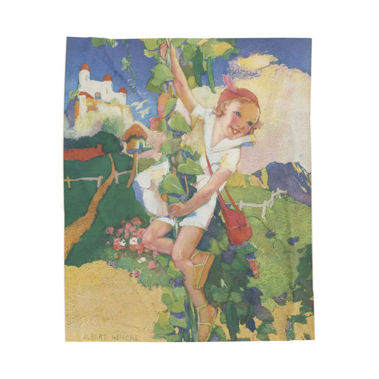 Jack and the Beanstalk by Albert Hencke | Vintage Nursery Rhyme Illustration | Velveteen Plush Blanket
