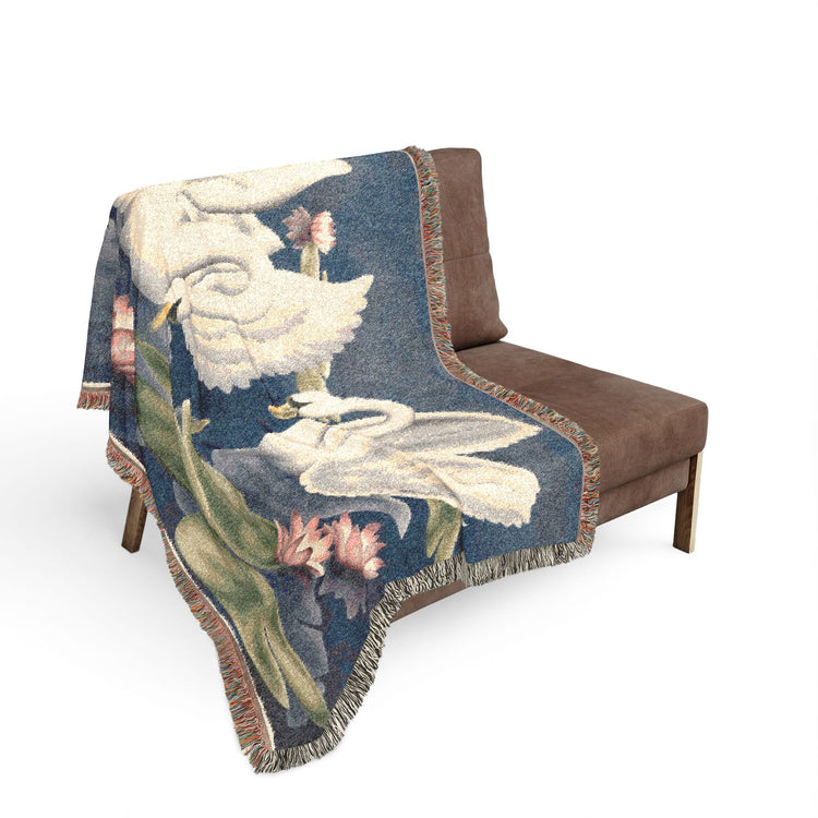 Turner Swans and Lillies Woven Blanket | Print-on-Demand Tapestry Throw