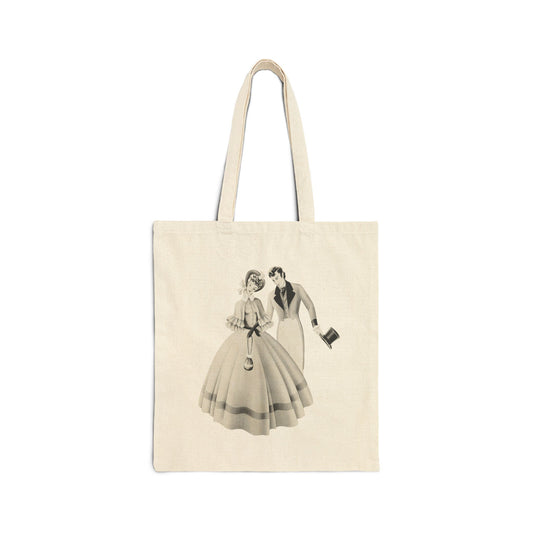 Vintage Romantic Portrait Tote Bag - Couple with Top Hat | 1940s Turner Art