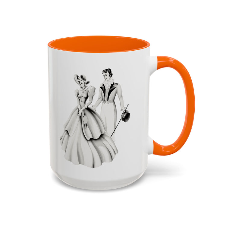 Vintage Romantic Portrait Mug - Couple Walking B&W | 1940s Turner Art