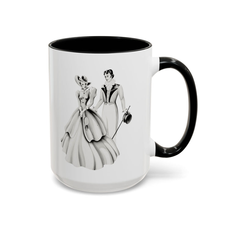 Vintage Romantic Portrait Mug - Couple Walking B&W | 1940s Turner Art