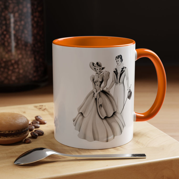 Vintage Romantic Portrait Mug - Couple Walking B&W | 1940s Turner Art