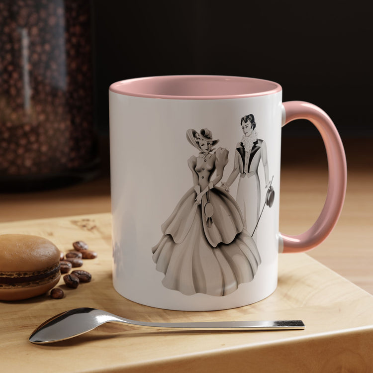 Vintage Romantic Portrait Mug - Couple Walking B&W | 1940s Turner Art
