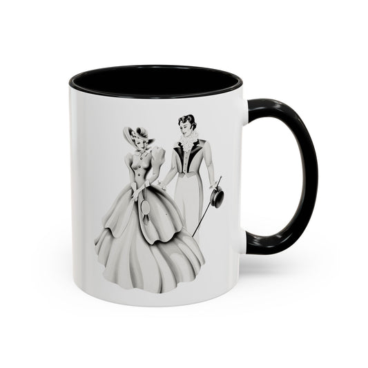 Vintage Romantic Portrait Mug - Couple Walking B&W | 1940s Turner Art