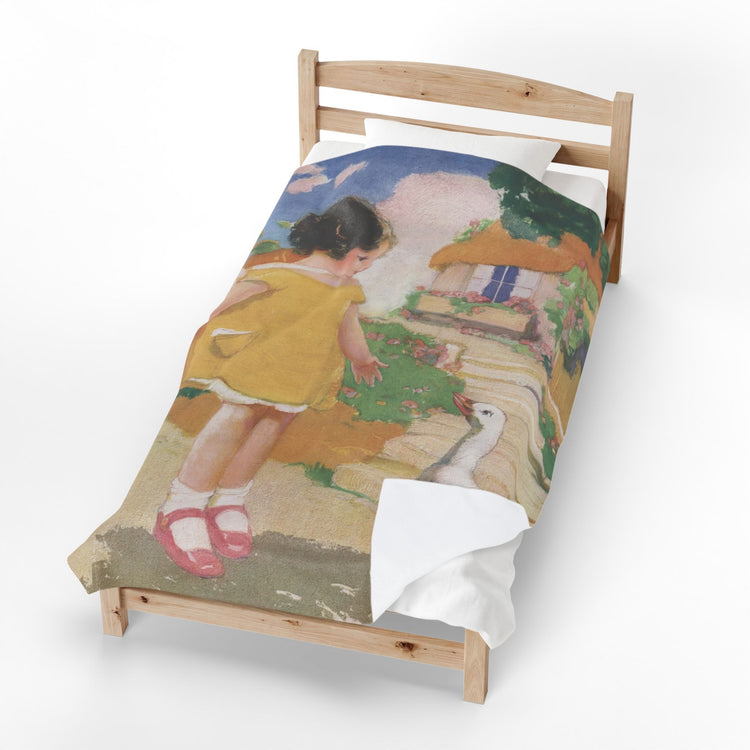 Goosy Goosy Gander by Albert Hencke | Vintage Nursery Rhyme Illustration | Velveteen Plush Blanket