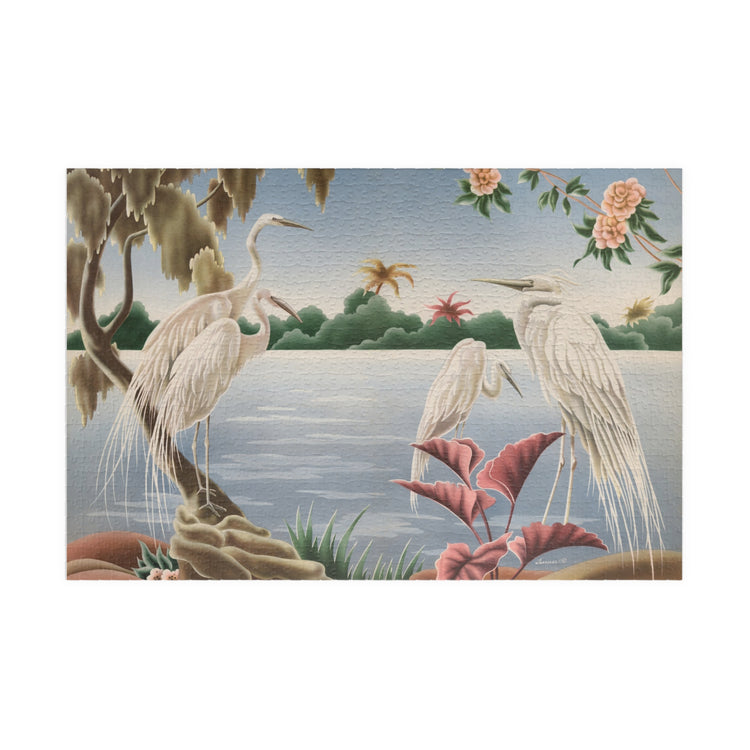 Turner Egrets Jigsaw Puzzle — Vintage Lakeside Birds (110/252/520/1014 pcs)