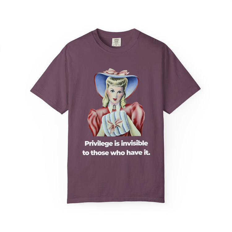"Privilege is Invisible" Vintage Portrait Tee | White Accountability | Garment-Dyed Heavyweight Crewneck