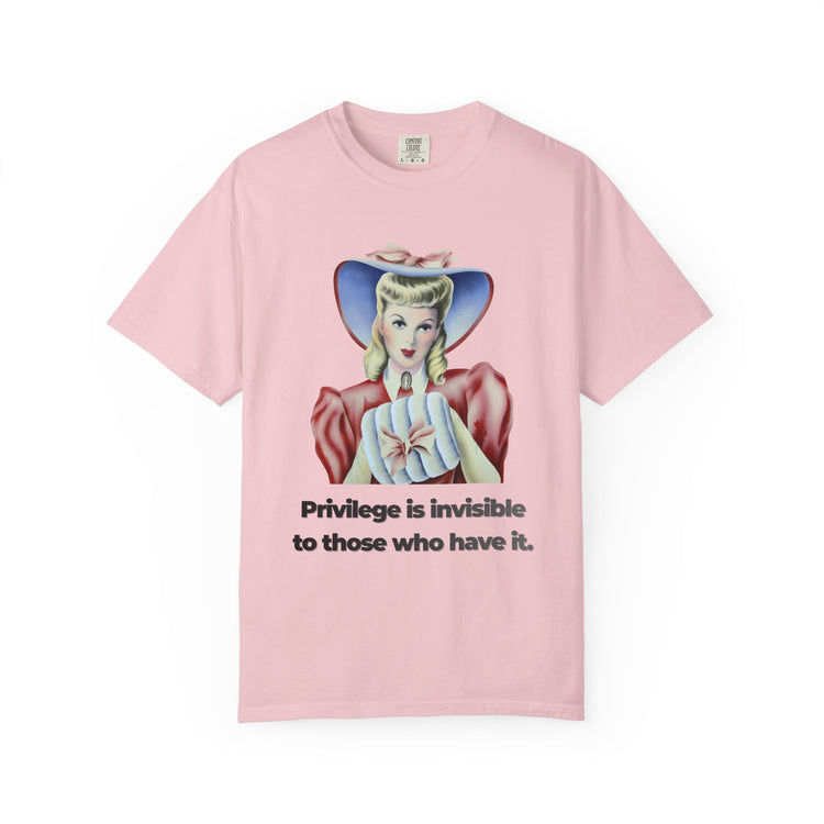 "Privilege is Invisible" Vintage Portrait Tee | White Accountability | Garment-Dyed Heavyweight Crewneck