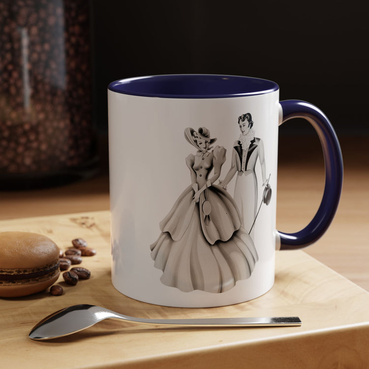 Vintage Romantic Portrait Mug - Couple Walking B&W | 1940s Turner Art