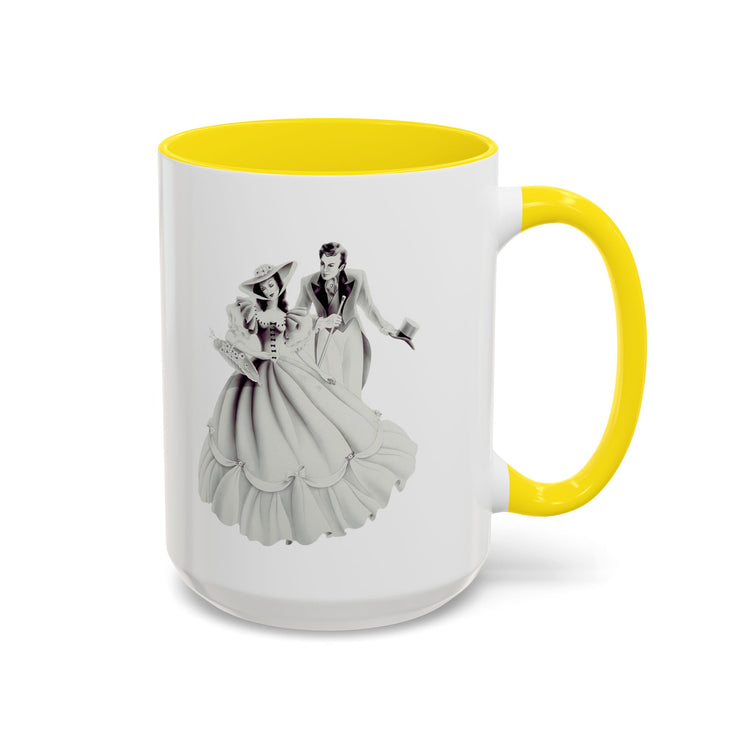 Vintage Romantic Portrait Mug - Couple with Basket of Flowers | 1940s Turner Art