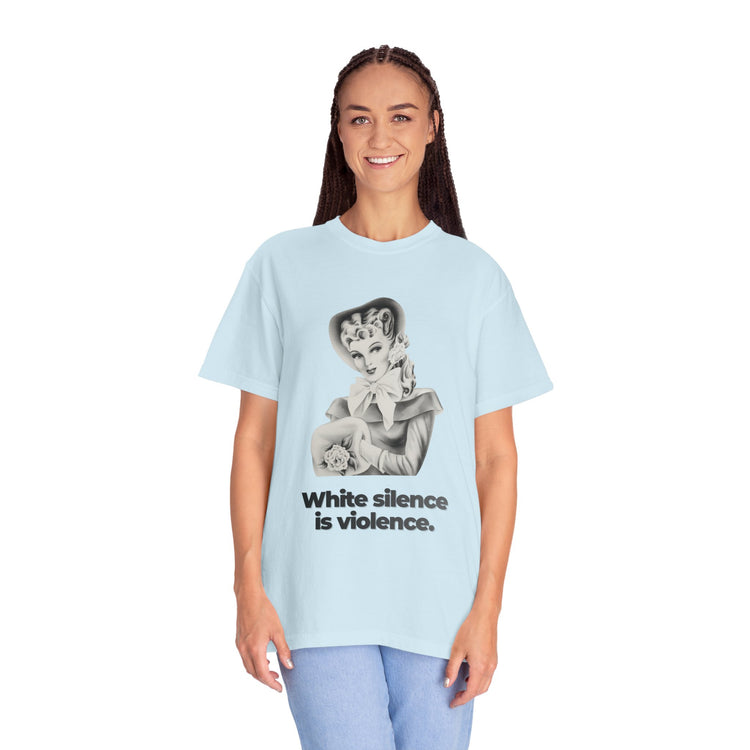"White Silence is Violence" Vintage Portrait Tee | Activist Apparel | Garment-Dyed Heavyweight Crewneck
