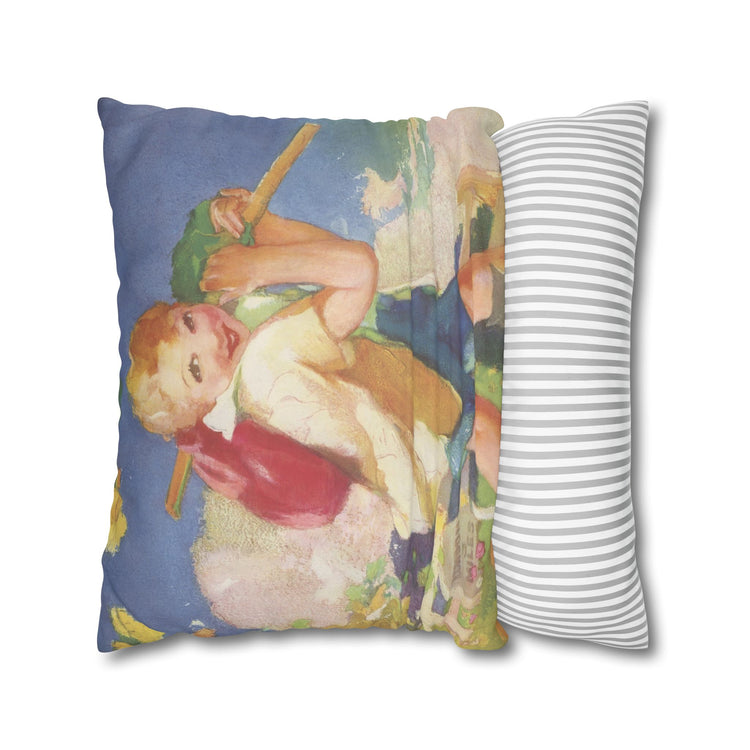 Dick Whittington by Albert Hencke | Vintage Nursery Illustration | Faux Suede Pillowcase
