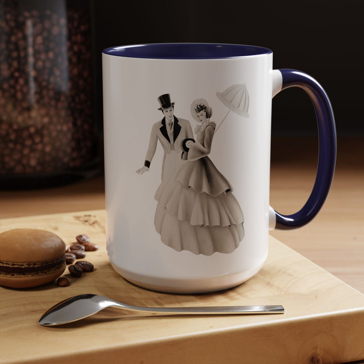 Vintage Romantic Portrait Mug - Couple with Parasol| 1940s Turner Art