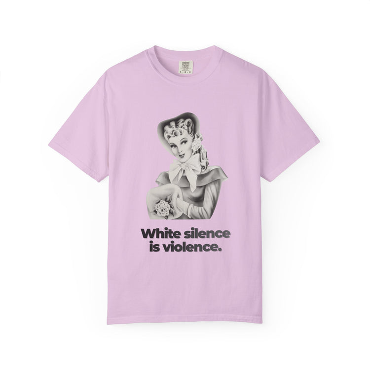 "White Silence is Violence" Vintage Portrait Tee | Activist Apparel | Garment-Dyed Heavyweight Crewneck