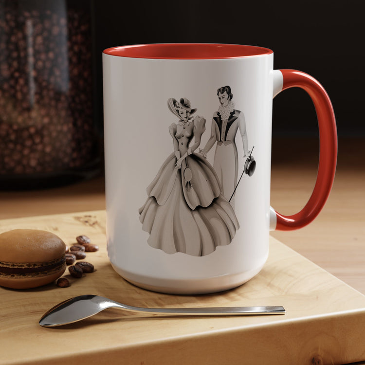 Vintage Romantic Portrait Mug - Couple Walking B&W | 1940s Turner Art