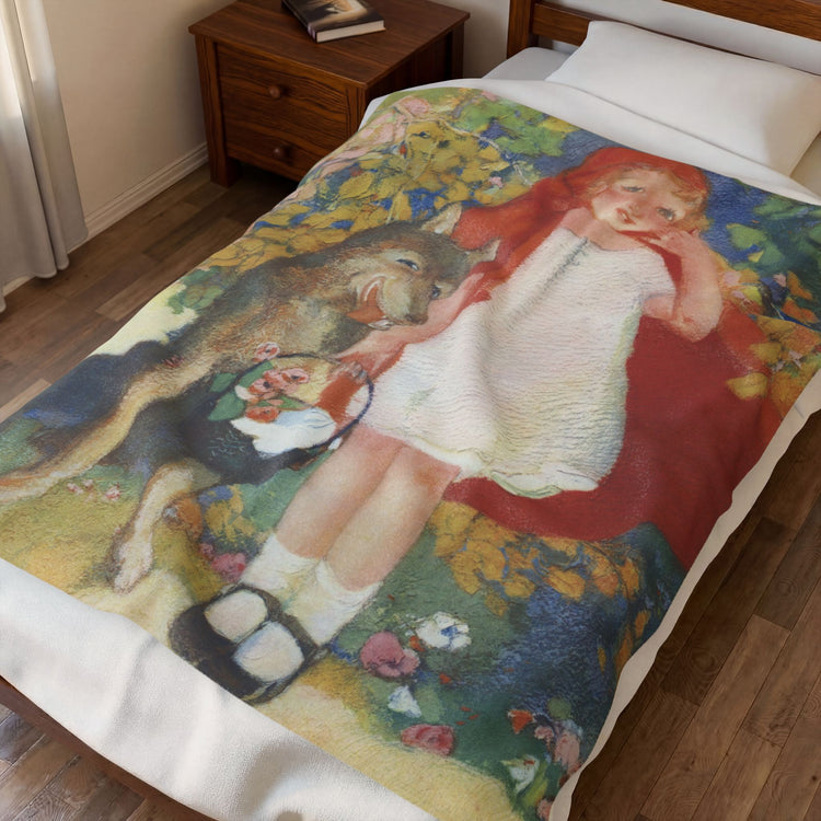 Red Riding Hood by Albert Hencke | Vintage Nursery Rhyme Illustration | Velveteen Plush Blanket