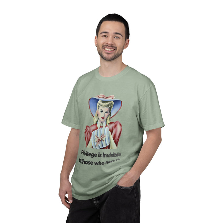 "Privilege is Invisible" Vintage Portrait Tee | White Accountability | Garment-Dyed Heavyweight Crewneck