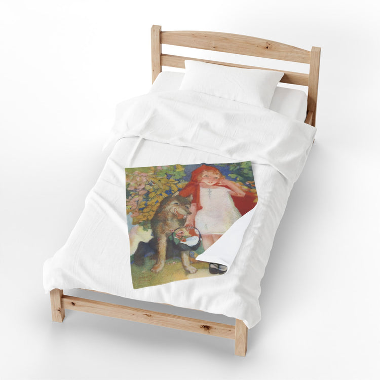Red Riding Hood by Albert Hencke | Vintage Nursery Rhyme Illustration | Velveteen Plush Blanket