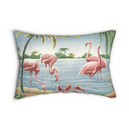 Turner Flamingo Lumbar Pillow | Print-on-Demand Decorative Pillow