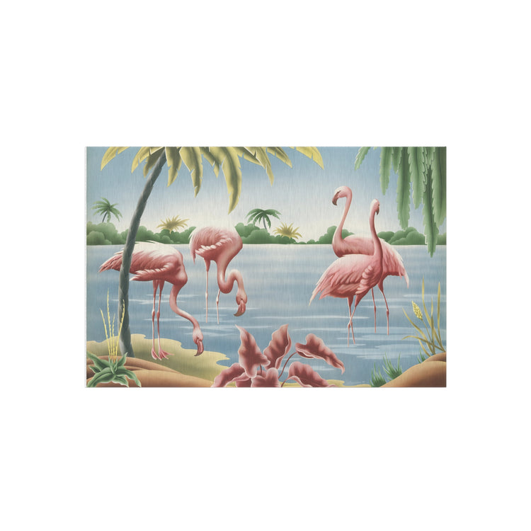 Turner Flamingo Outdoor Rug — Vintage Bird Lithograph Patio Mat