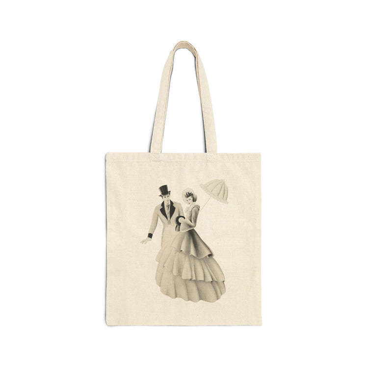 Vintage Romantic Portrait Tote Bag - Couple with Parasol | 1940s Turner Art
