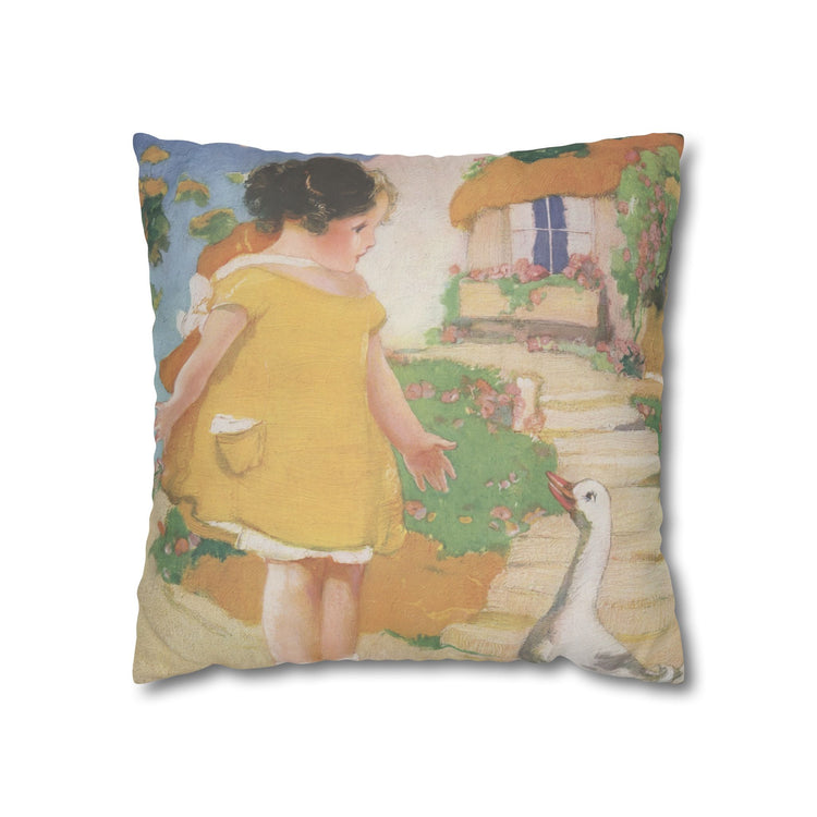 Goosy Goosy Gander by Albert Hencke | Vintage Nursery Illustration | Faux Suede Pillowcase
