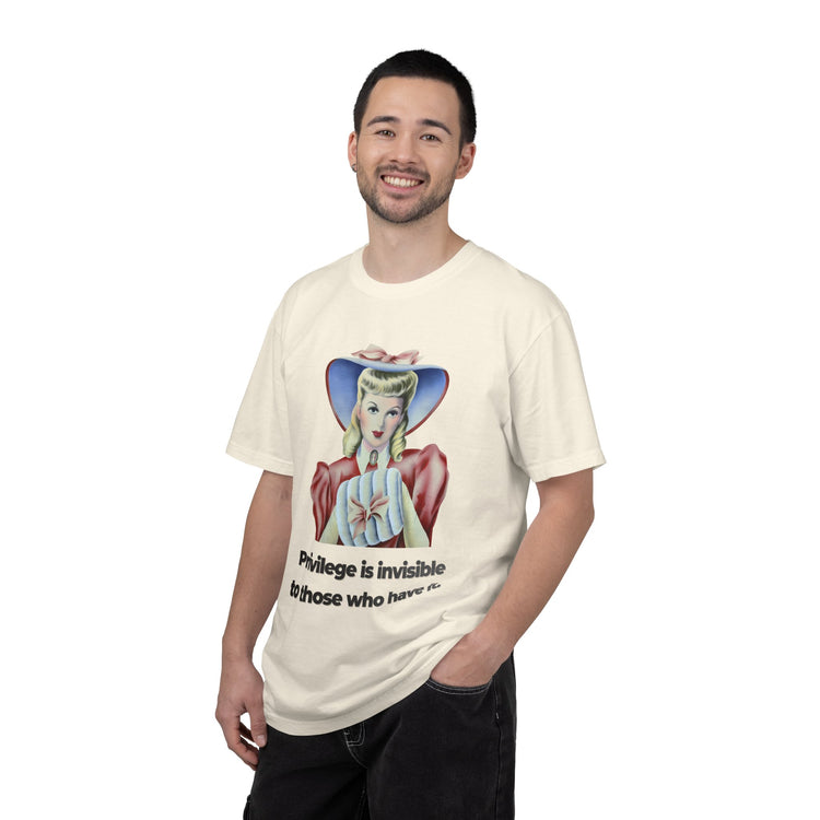"Privilege is Invisible" Vintage Portrait Tee | White Accountability | Garment-Dyed Heavyweight Crewneck