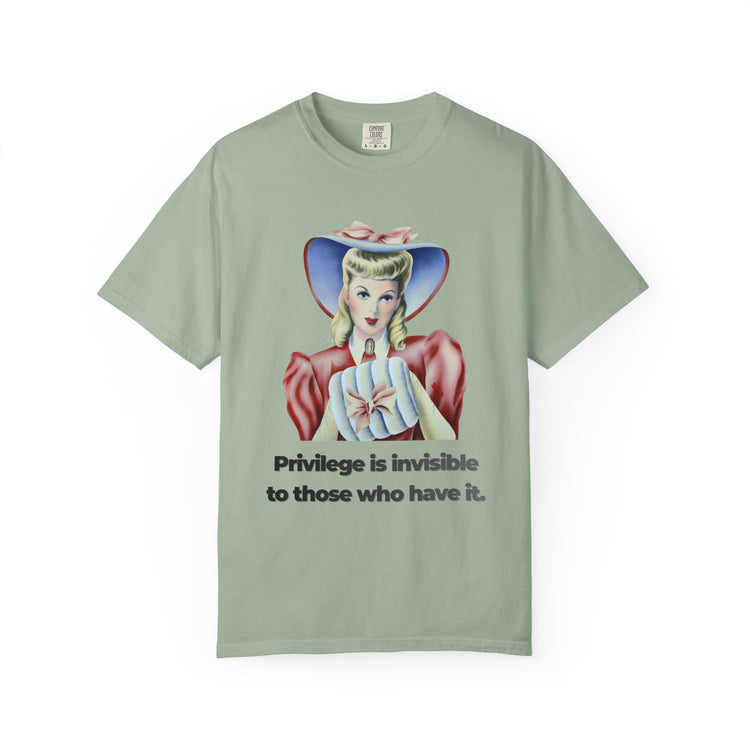 "Privilege is Invisible" Vintage Portrait Tee | White Accountability | Garment-Dyed Heavyweight Crewneck