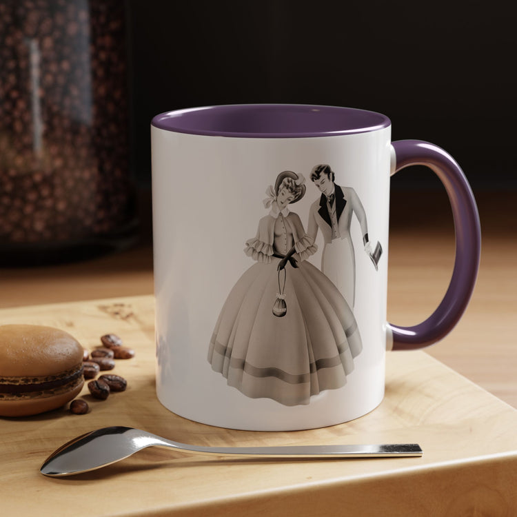 Vintage Romantic Portrait Mug - Couple with Top Hat | 1940s Turner Art