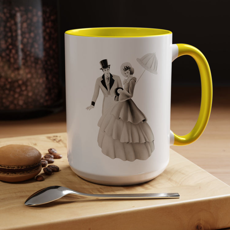 Vintage Romantic Portrait Mug - Couple with Parasol| 1940s Turner Art