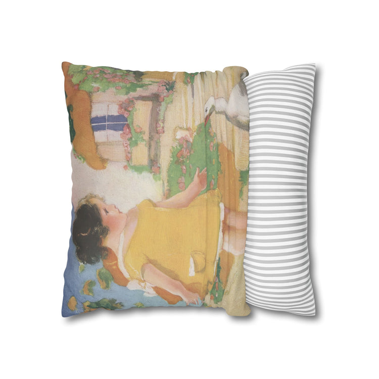 Goosy Goosy Gander by Albert Hencke | Vintage Nursery Illustration | Faux Suede Pillowcase