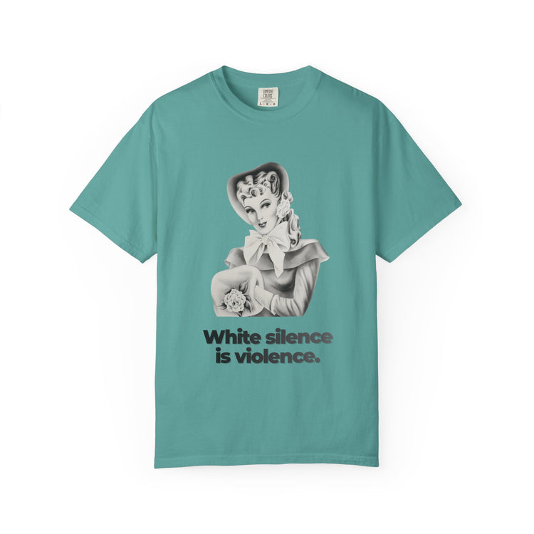 "White Silence is Violence" Vintage Portrait Tee | Activist Apparel | Garment-Dyed Heavyweight Crewneck