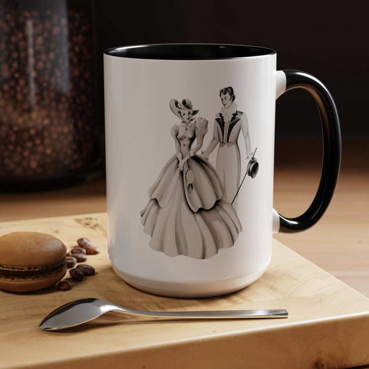 Vintage Romantic Portrait Mug - Couple Walking B&W | 1940s Turner Art