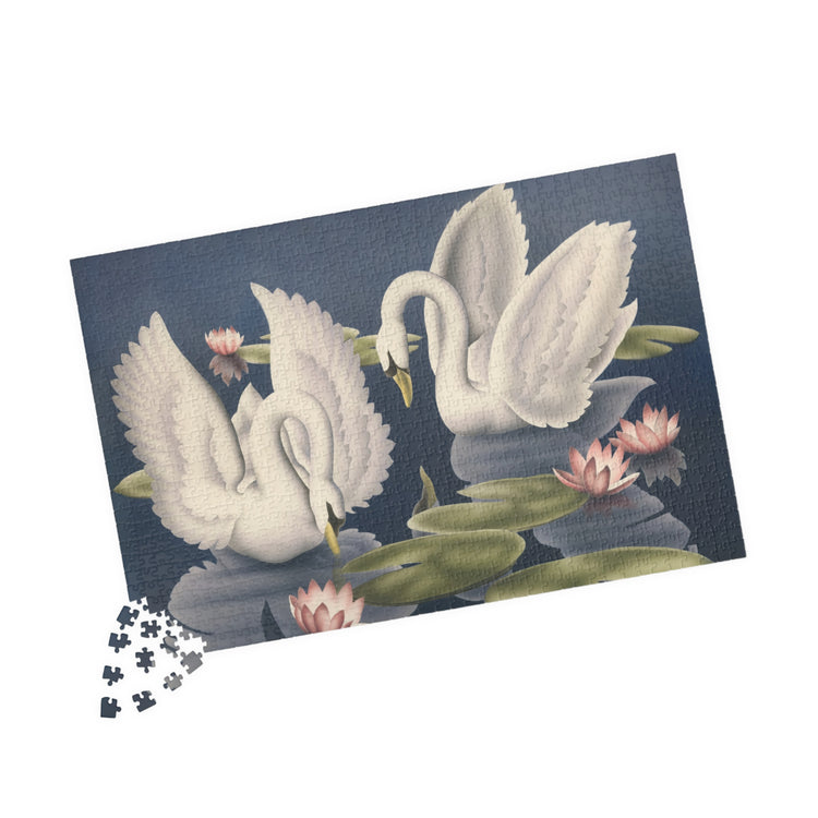 Turner Swans and Lillies Jigsaw Puzzle — Vintage Swans, Lily Pads & Pink Lotus (110/252/520/1014 pcs)