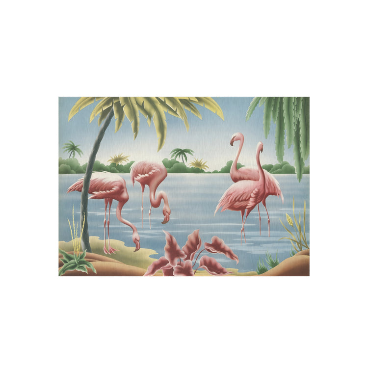 Turner Flamingo Outdoor Rug — Vintage Bird Lithograph Patio Mat