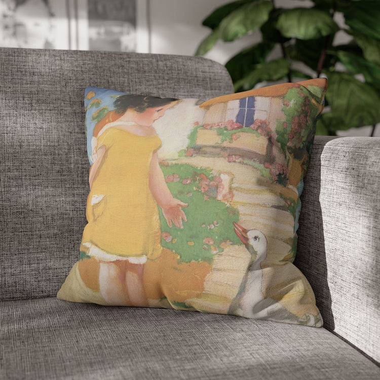 Goosy Goosy Gander by Albert Hencke | Vintage Nursery Illustration | Faux Suede Pillowcase