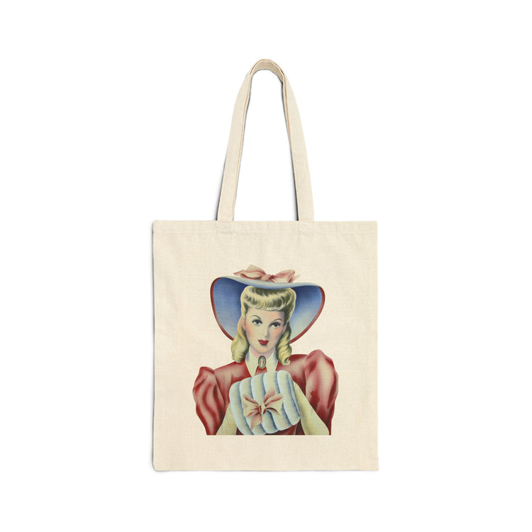 Vintage Romantic Portrait Tote Bag - Lady with Cameo | 1940s Turner Art