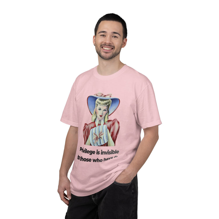 "Privilege is Invisible" Vintage Portrait Tee | White Accountability | Garment-Dyed Heavyweight Crewneck