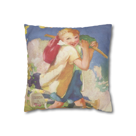 Dick Whittington by Albert Hencke | Vintage Nursery Illustration | Faux Suede Pillowcase